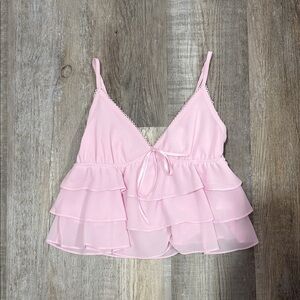 Pink Ruffle Tiered Camisole Top